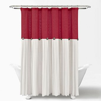 Lush Decor Linen Button Shower Curtain