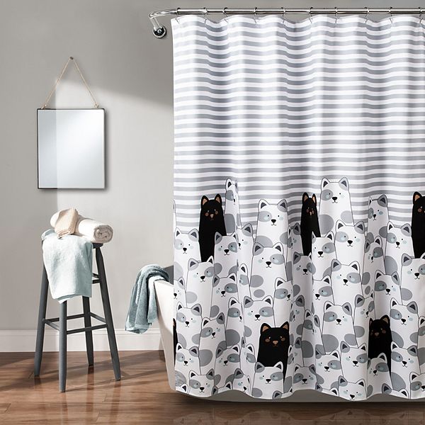 Lush Decor Stripe Bear Shower Curtain, Bear Shower Curtain Set