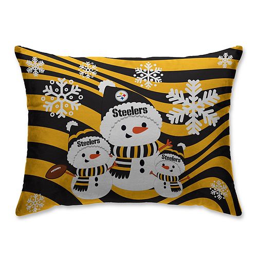 Pittsburgh Steelers Holiday Team Snowman Throw Pillow