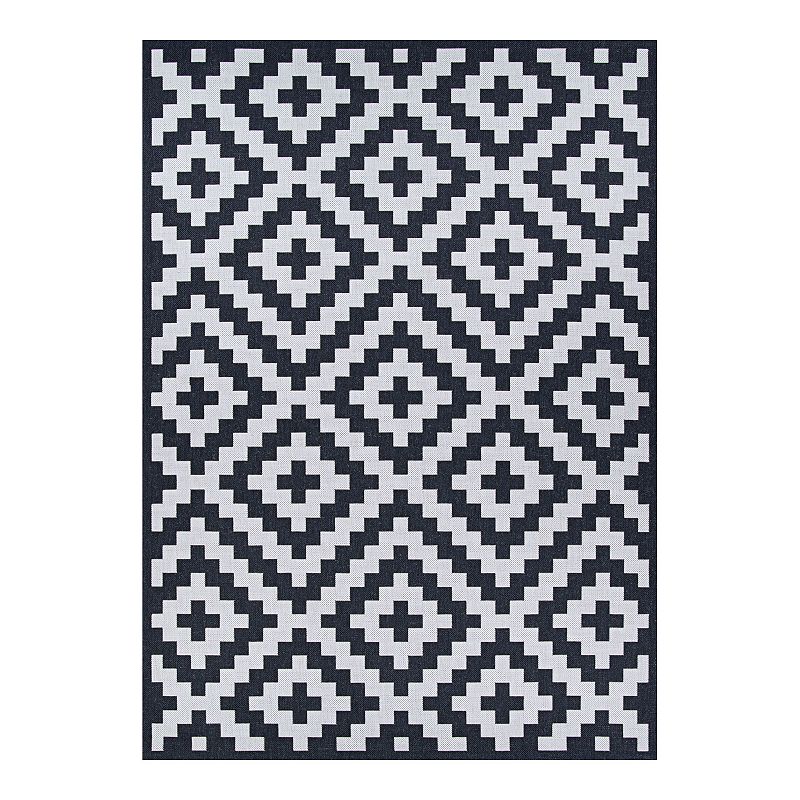 Couristan Afuera Diatomic Halogen Indoor Outdoor Area Rug, Black, 5X7.5 Ft