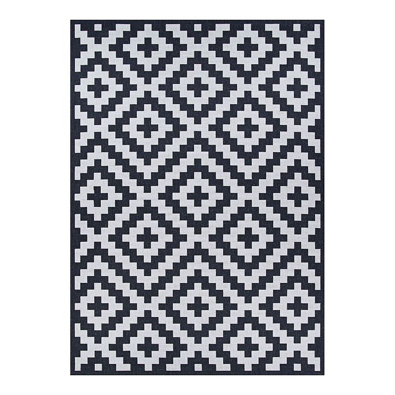 Couristan Afuera Diatomic Halogen Indoor Outdoor Area Rug, Black, 8X11 Ft