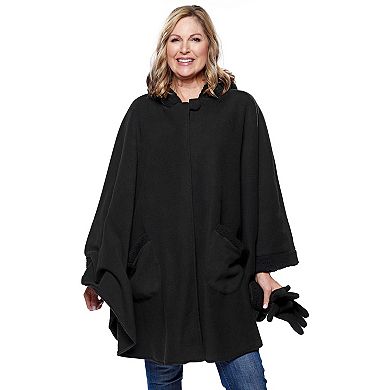 Women's Le Moda Knit Fleece Hooded Wrap with Sherpa Lining & Matching ...