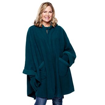 Women's Le Moda Knit Fleece Hooded Wrap with Sherpa Lining & Matching Gloves