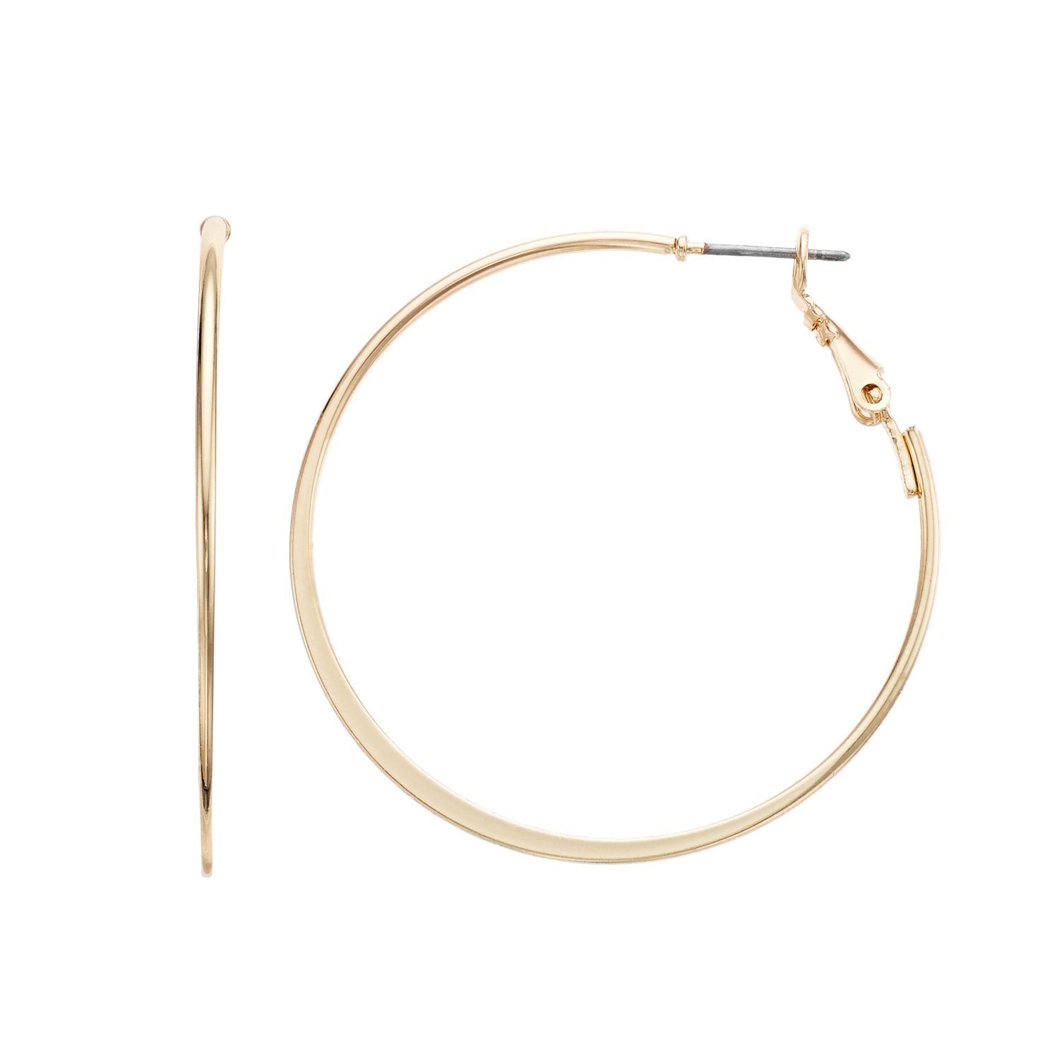 Image for LC Lauren Conrad Classic Hammered Hoop Earrings at Kohl's.