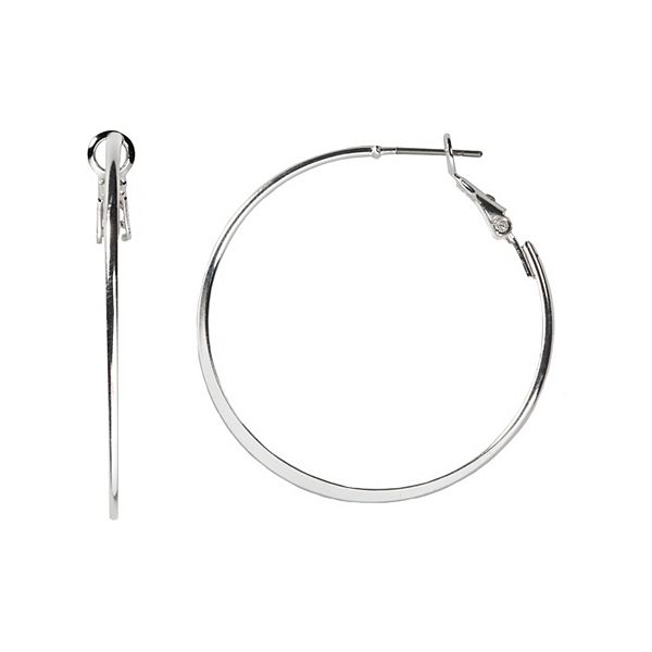 LC Lauren Conrad Classic Hammered Hoop Earrings - Silver Tone