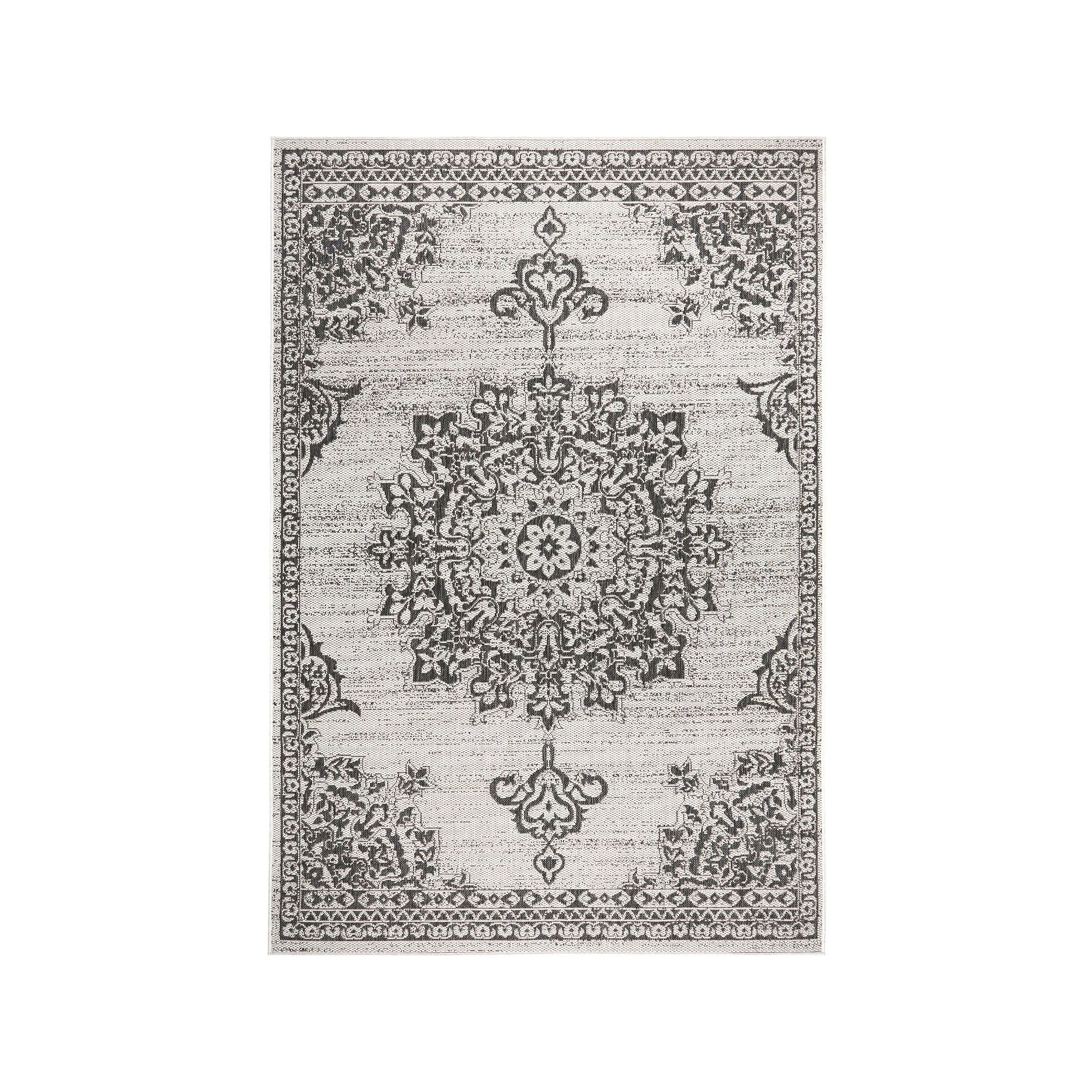 Nicole Miller New York Kenmare Patio Country Azalea Area Rug, Gray Black