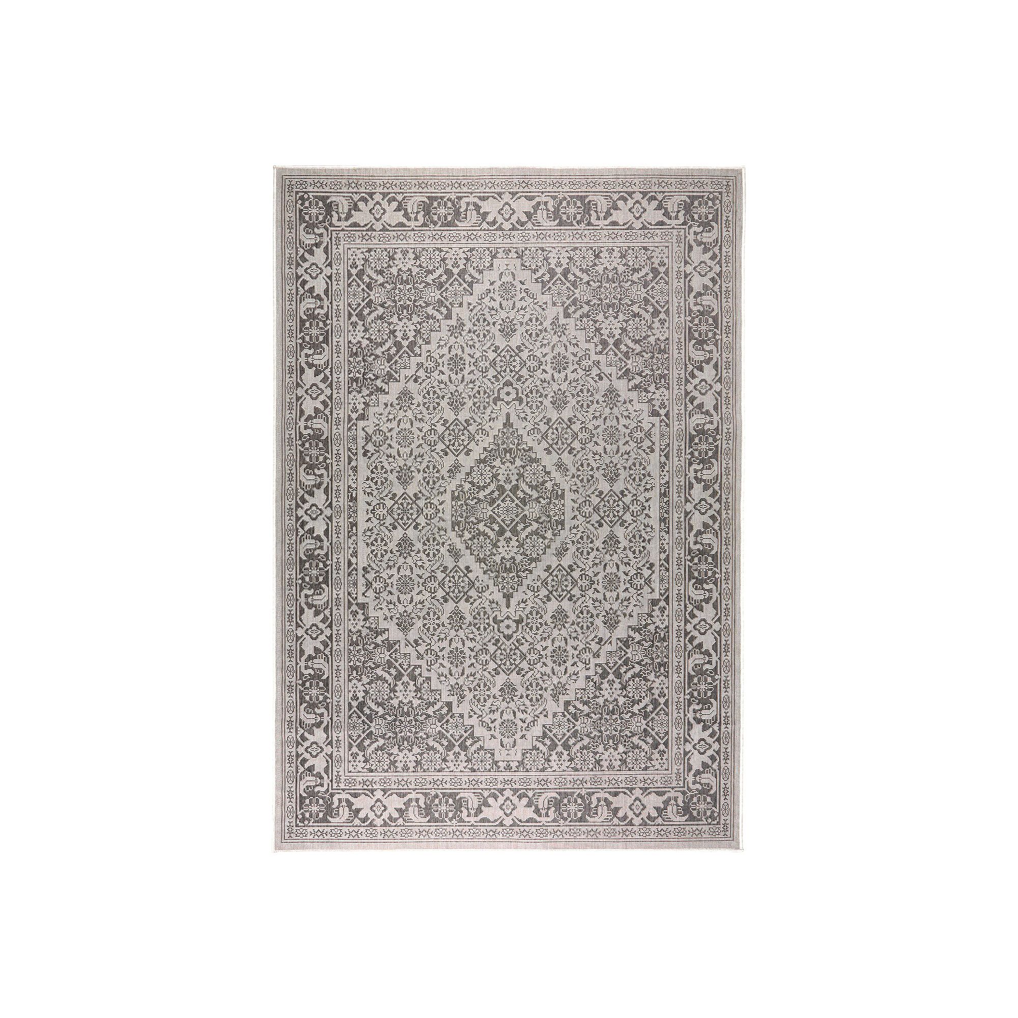 Nicole Miller New York Kenmare Patio Country Dahlia Area Rug, Gray Black