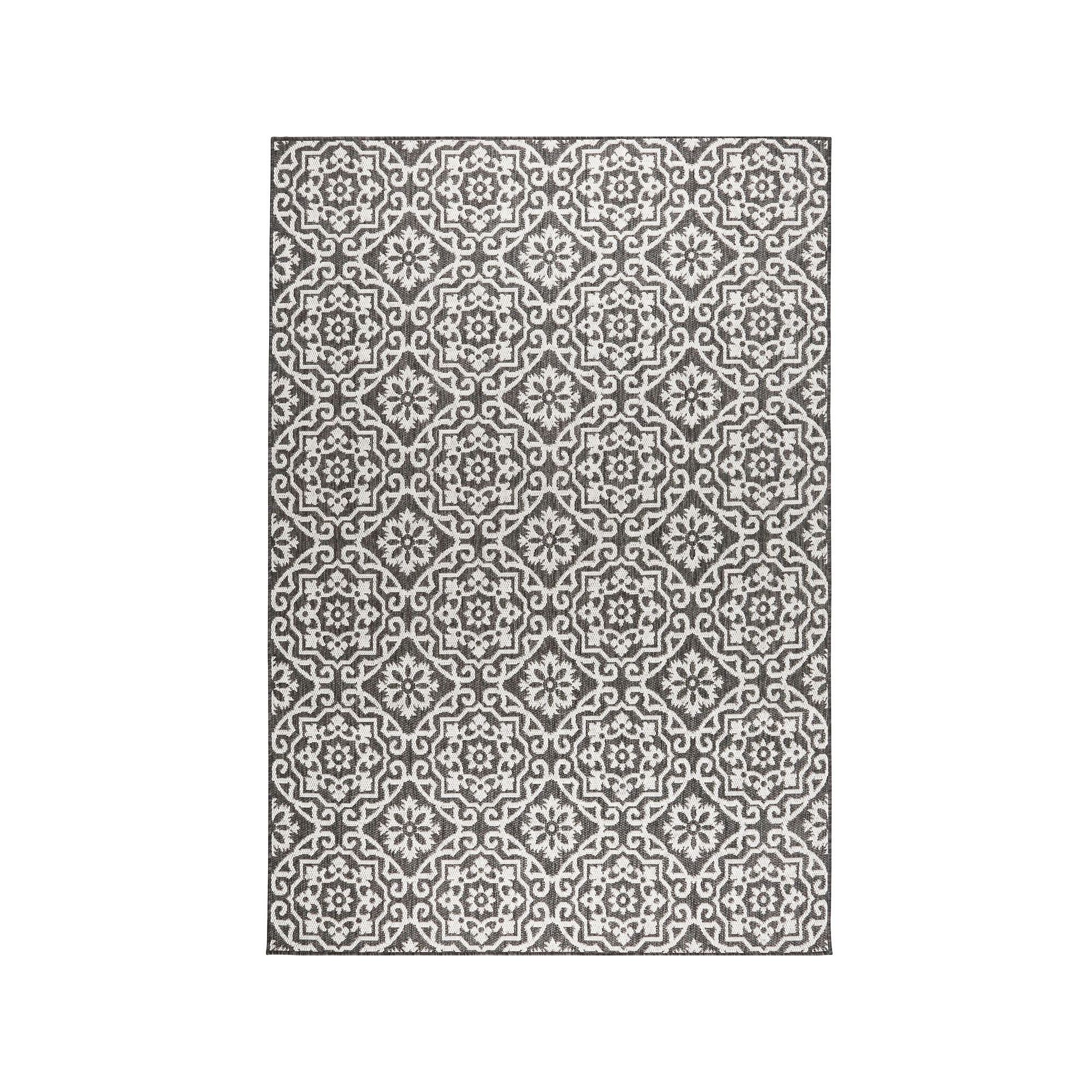 Nicole Miller New York Kenmare Patio Country Danica Area Rug, Black Gray