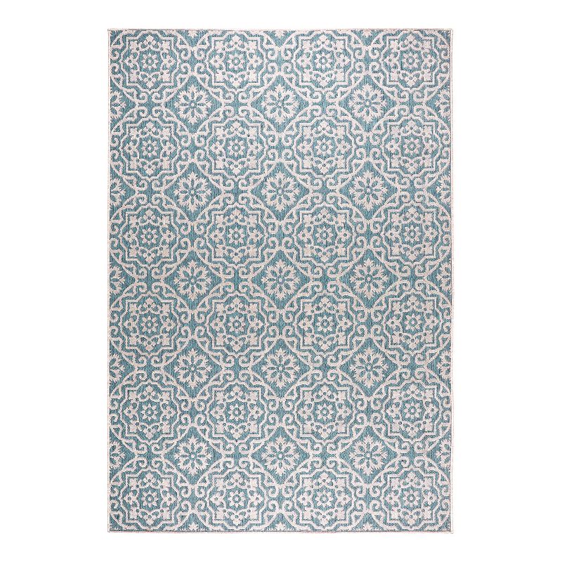 Nicole Miller New York Patio Country Danica Transitional Geometric Indoor/Outdoor Area Rug  Blue/Grey  5 2 x7 2