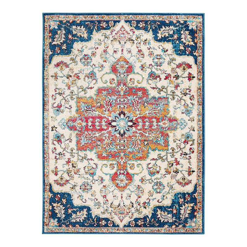 Home Dynamix Serena Merida Ivory Area Rug, Med Grey, 5 Ft Rnd