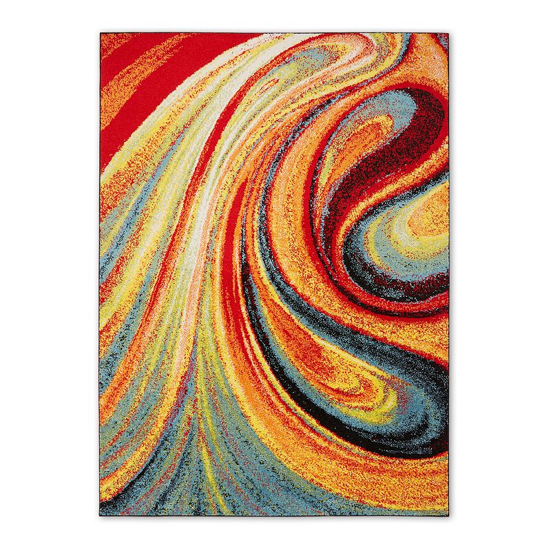 Home Dynamix Splash Adja Contemporary Abstract Swirl Area Rug  Red/Blue  19.6 x31.5