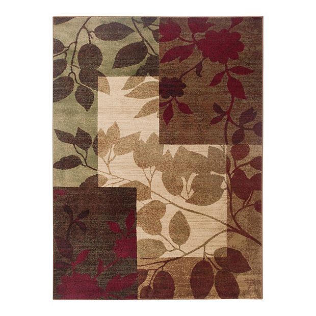 Home Dynamix Amelia Modern Area Rug | 7'10 Round | Beige/Green/Red