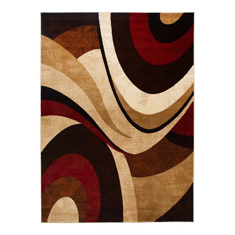 Home Dynamix Tribeca Slade Contemporary Abstract Area Rug  Brown/Red  8ft x 10ft 