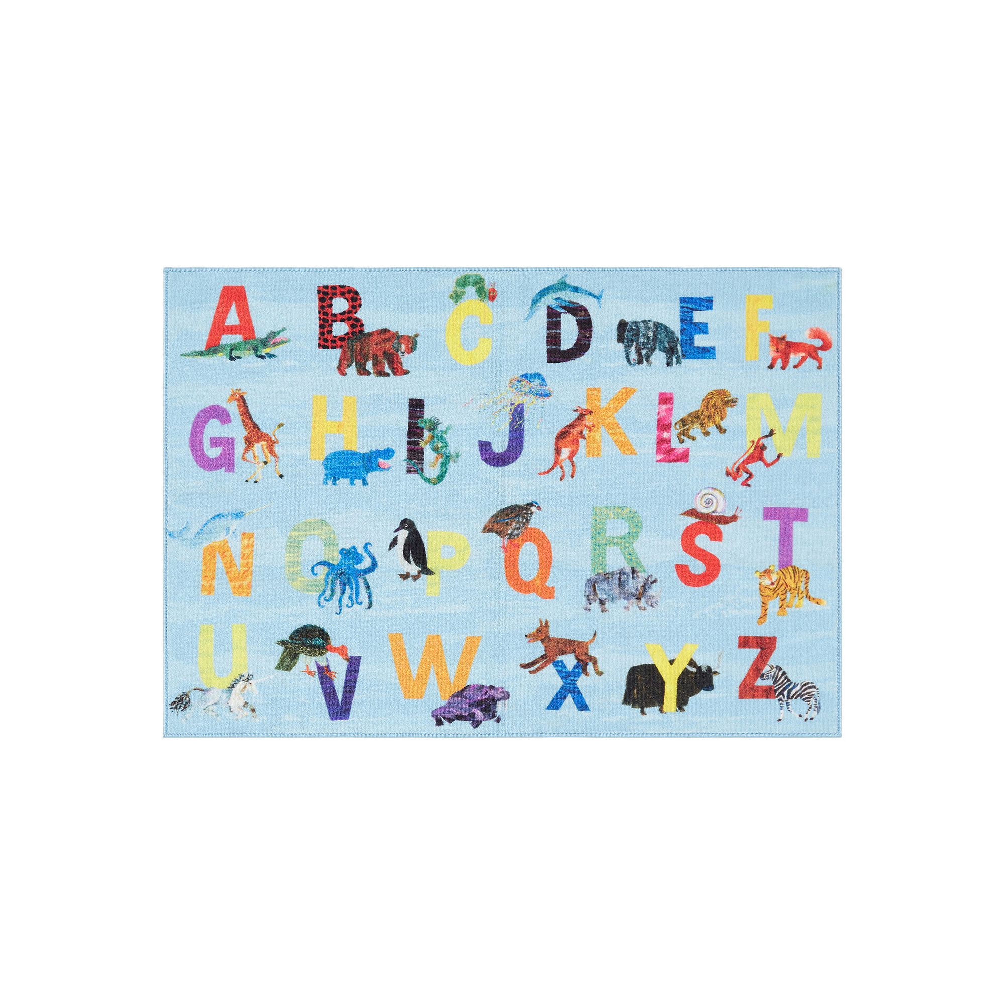 Eric Carle Elementary Animal Alphabet Kids Area Rug, Blue