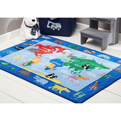 Eric Carle Elementary World Map Kids Area Rug