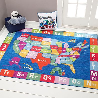 Eric Carle Elementary USA Map Kids Area Rug