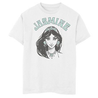 Disney's Aladdin Boys 8-20 Live Action Jasmine Face Portrait Sketch Graphic Tee