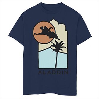 Disney's Aladdin Boys 8-20 Live Action Carpet Ride Line Art Logo Graphic Tee