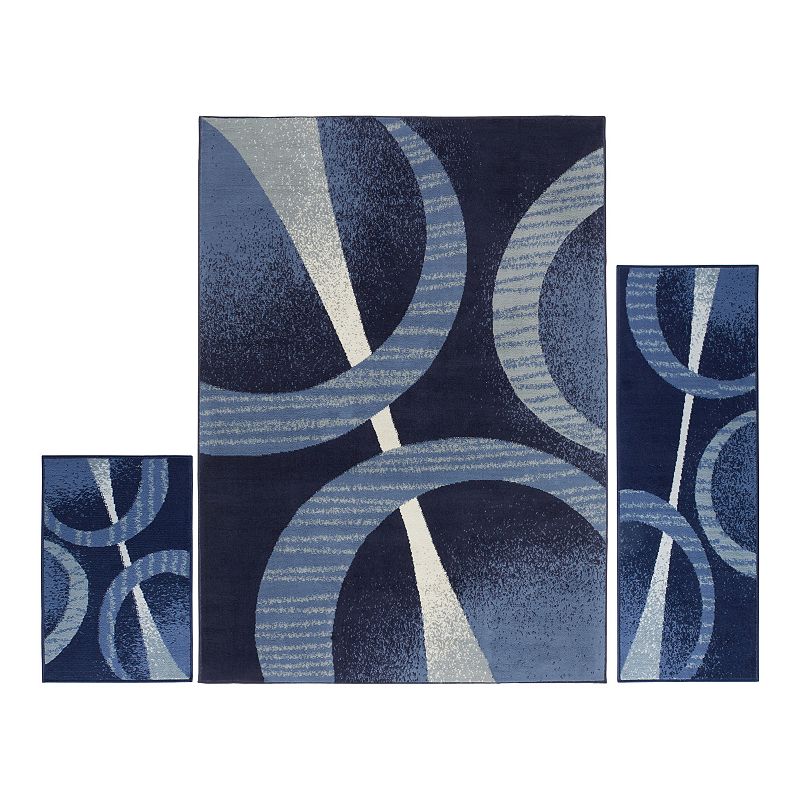 Home Dynamix Ariana Arcata 3-Piece Area Rug Set, Blue, 3PC Set