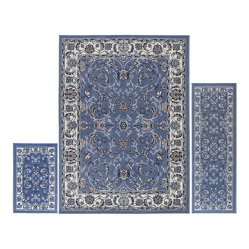 Home Dynamix Ariana Badah 3-Piece Area Rug Set, Blue, 3PC Set