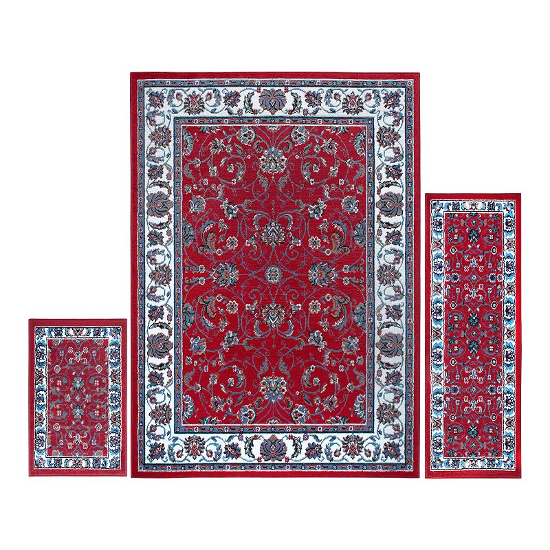 Home Dynamix Ariana Badah 3-Piece Area Rug Set, Red, 3PC Set