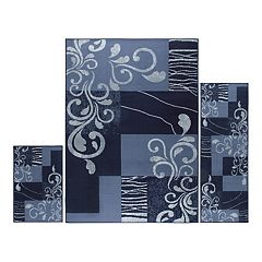 Home Dynamix Ariana 3-Piece Area Rug Set, Ebony/Chocolate