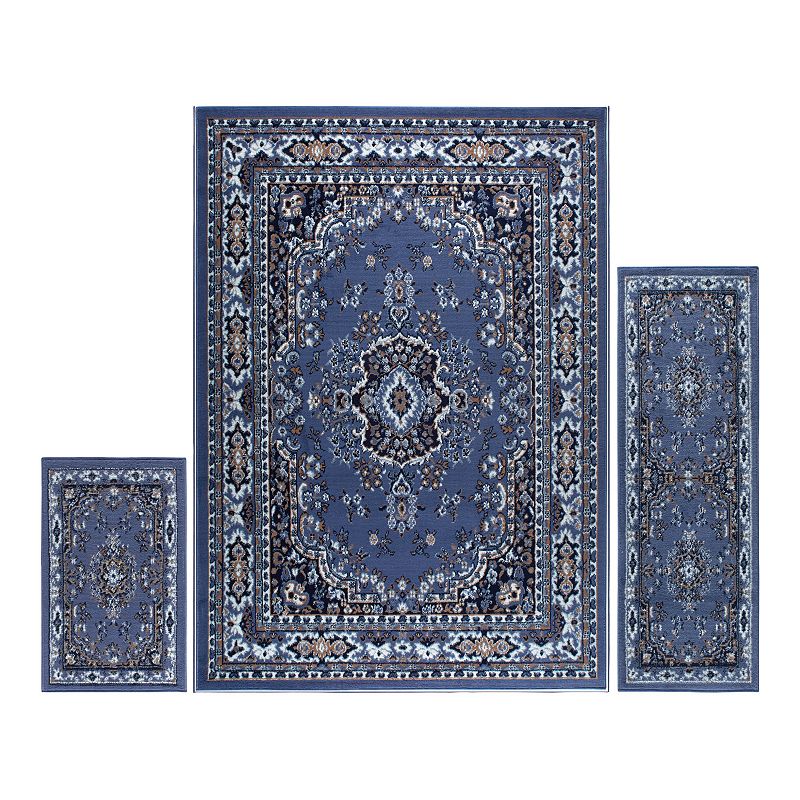 Home Dynamix Ariana Ksara 3-Piece Area Rug Set, Blue, 3PC Set