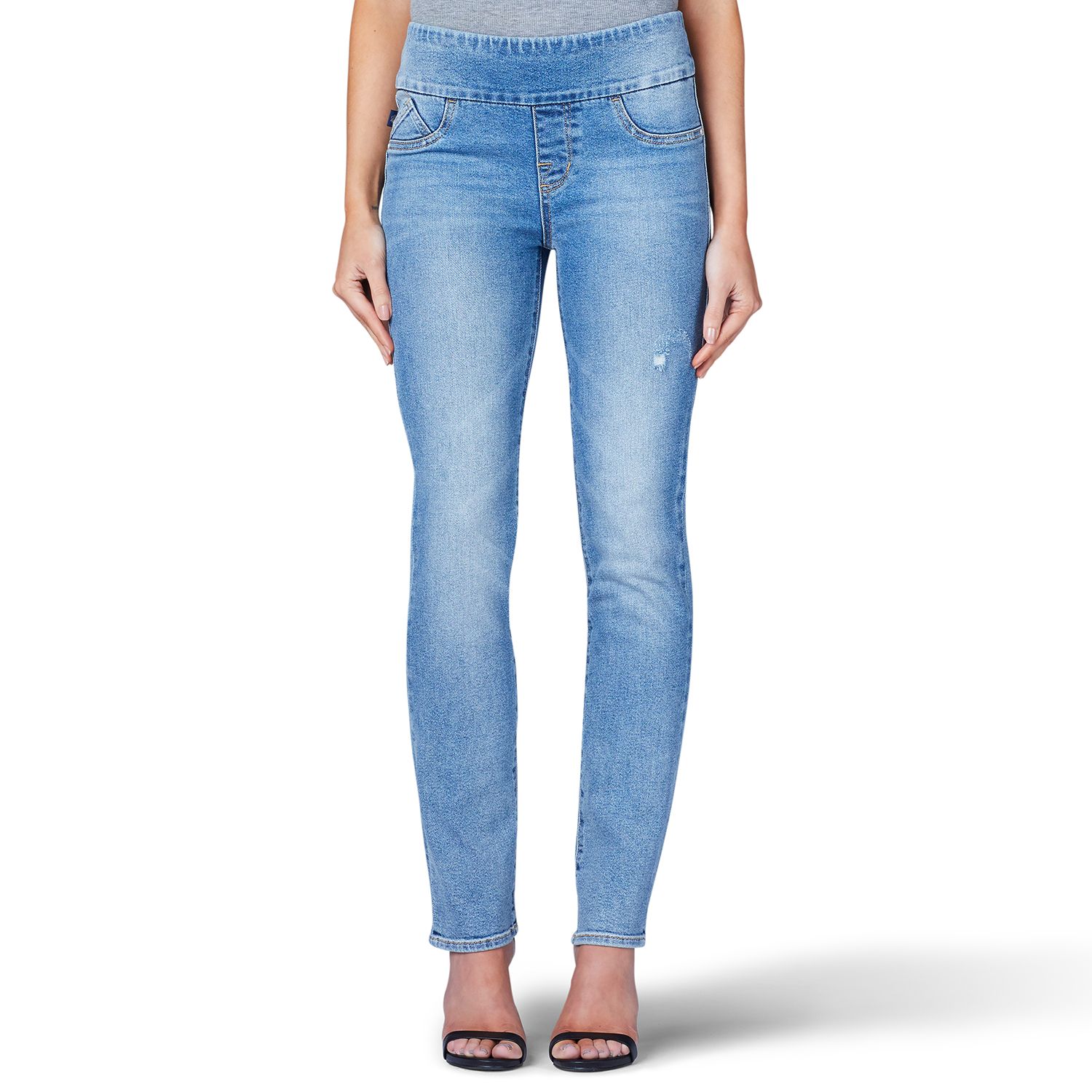 womens pull on jeans straight leg