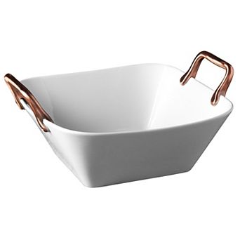 Denmark Tools for Cooks White Porcelain Serving Tray with Copper Handles