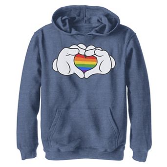 Disney's Mickey Mouse Rainbow Fill Heart Shaped Hands Boys 8-20 Graphic Hoodie