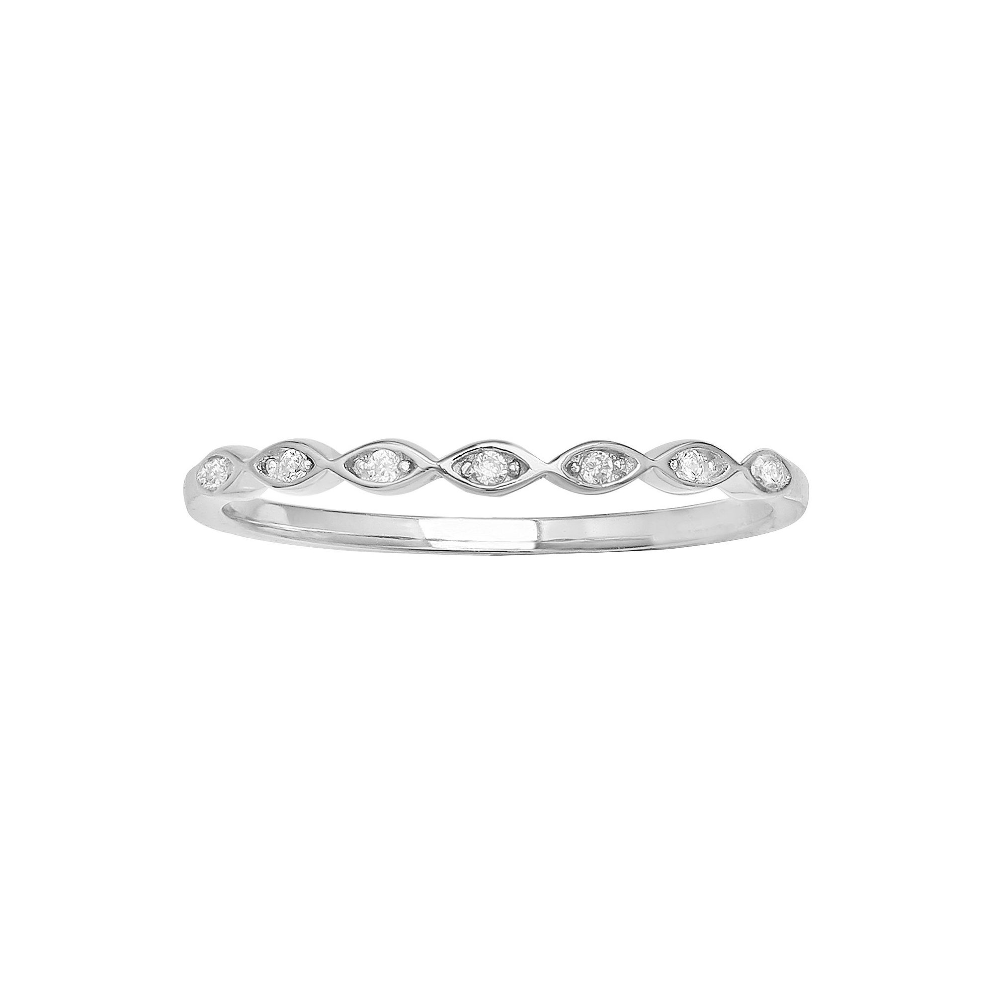 PRIMROSE Sterling Silver Cubic Zirconia Scalloped Ring, Womens, Size: 9