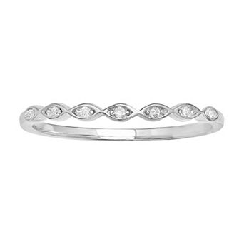PRIMROSE Sterling Silver Cubic Zirconia Scalloped Ring
