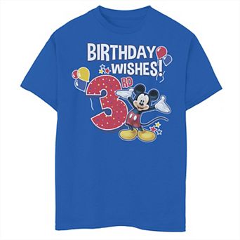 Disney's Mickey Mouse 3rd Birthday Wishes Portrait Boys 8-20 Graphic Tee