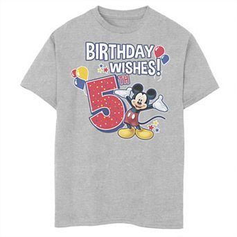 Disney's Mickey Mouse Boys 8-20 5th Birthday Wishes Portrait Tee