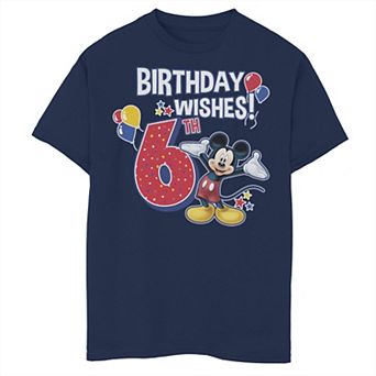Disney's Mickey Mouse 6th Birthday Wishes Portrait Boys 8-20 Graphic Tee