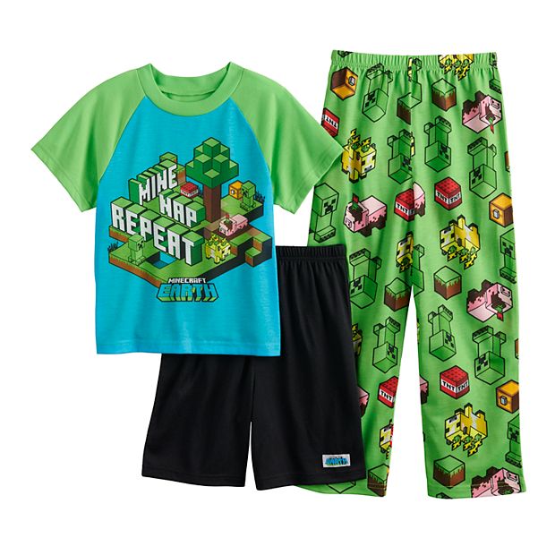 Boys 6 12 Minecraft Earth Go Explore 3 Piece Pajama Set