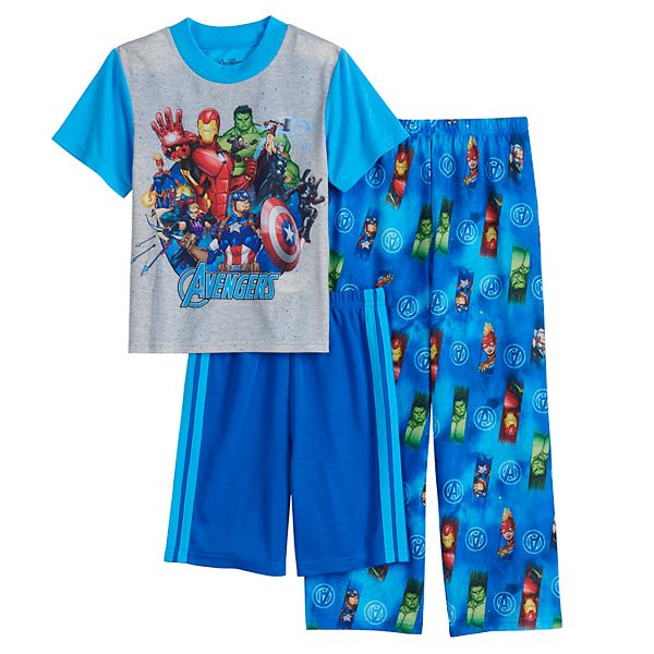 Marvel Avengers Heroes Action Stance All Over Youth 2-Piece Pajama Set Blue 