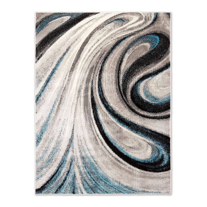 Home Dynamix Boho Odette Abstract Swirl Area Rug  Grey/Blue  7 9 x10 2