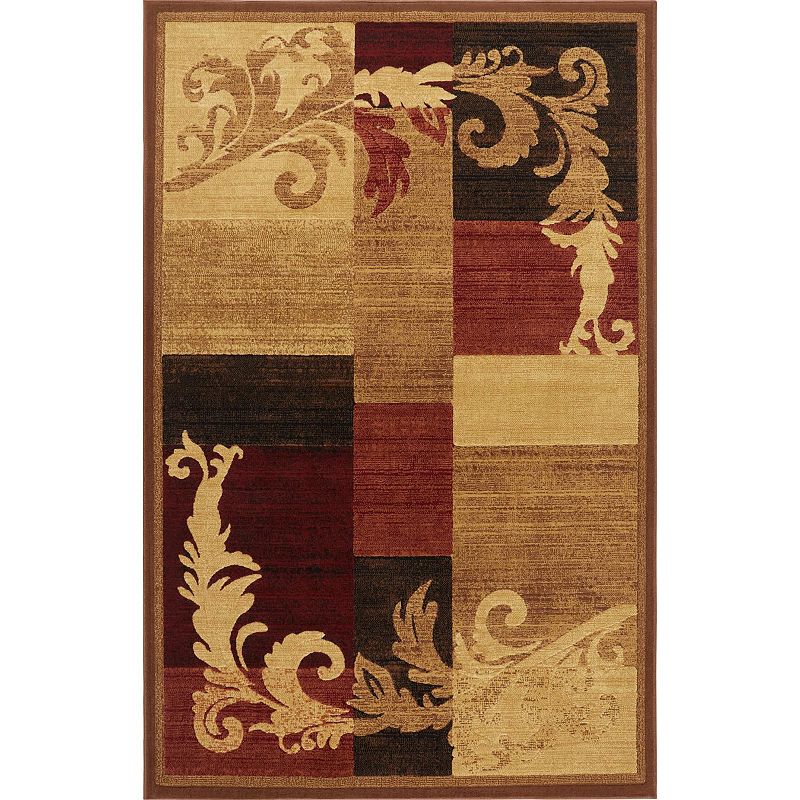 Home Dynamix Catalina Pierre Contemporary Scroll Area Rug  Brown/Red  5 3 x7 2