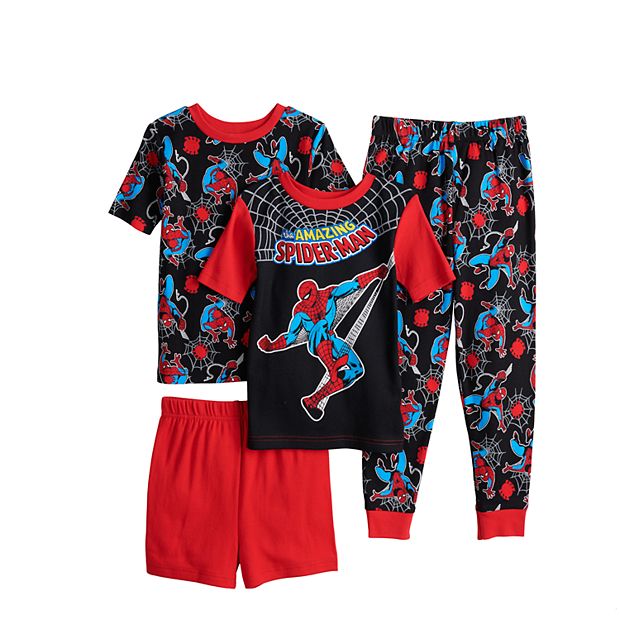 Boys 4-10 Marvel Spider-Man Webbed 4-Piece Cotton Tight Fit Pajama Set