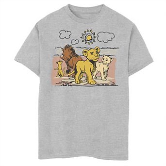 Disney's The Lion King Boys 8-20 Live Action Sketched Group Portrait Graphic Tee