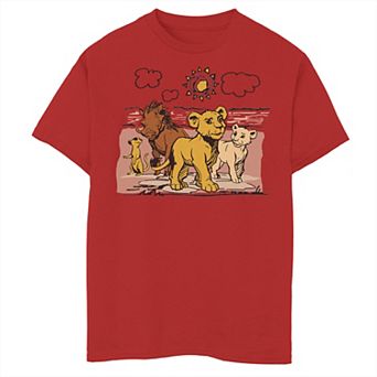 Disney's The Lion King Boys 8-20 Live Action Sketched Group Portrait Graphic Tee