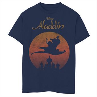 Disney's Aladdin Boys 8-20 & Jasmine Silhouette Over Agrabah Vintage Graphic Tee