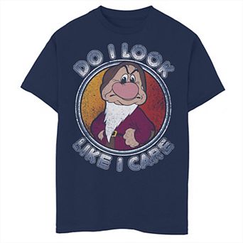 Disney's Snow White & The Seven Drawfs Boys 8-20 Dwarf Grumpy Do I Look Like I Care Graphic Tee