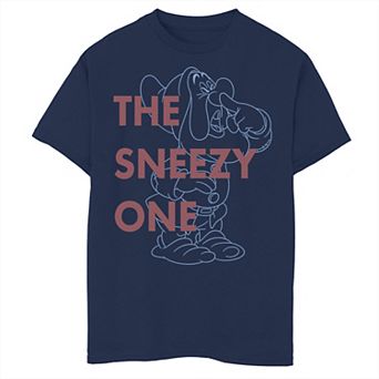 Disney's Snow White & The Seven Drawfs Boys 8-20 Dwarf Sneezy The Sneezy One Outlined Graphic Tee