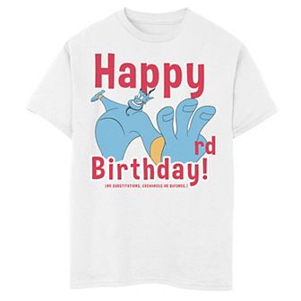 Disney's Aladdin Boys 8-20 Genie Quote Portrait Happy 3rd Birthday Graphic Tee