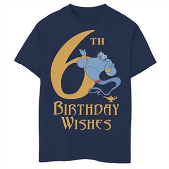 Disney's Aladdin Boys 8-20 Genie 6th Birthday Wishes Graphic Tee