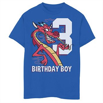 Disney's Mulan Boys 8-20 3rd Birthday Boy Mushu Portrait Graphic Tee