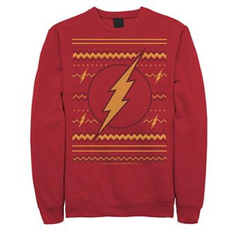 Men's Marvel Flash Christmas Knit Style Logo Graphic Fleece Pullover