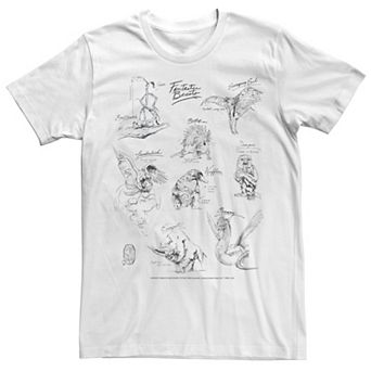 Men's Harry Potter Fantastic Beasts Animal Sketch Collage Graphic Tee
